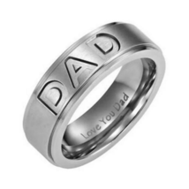 Men&#39;s 8MM Stainless Steel DAD Engraved Ring - £9.53 GBP