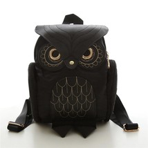 Women Backpack 2021 New Stylish Cool Black PU Leather Owl Backpack Female  Bag S - £109.61 GBP