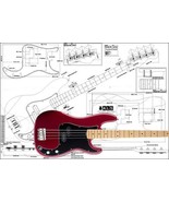 Full Scale Print Of The Fender Precision Bass 4 String. - €38,14 EUR