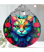 CAT Stained Glass Suncatcher Christmas Ornament Keepsake Gift - $20.25 CAD