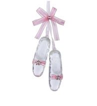 Kurt Adler Acrylic Pink Ballet Slippers w/PINK Bow &amp; Jewel Xmas Ornament D1345 - £6.31 GBP