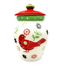 Grace&#39;s Bakeware Ceramic Cookie Jar Bird Design With Lid - $28.70