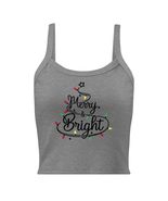 Merry and Bright Christmas Tree Womens Micro-Rib Tank top, Xmas Lights ... - $26.24+