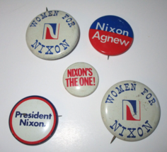 Richard Nixon &amp; Spiro Agnew Political Presidential Buttons ~ Set of 5 - £11.84 GBP
