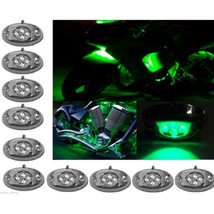10Pc Green LED Chrome Modules Motorcycle Chopper Frame Neon Glow Lights Pod Kit - £27.32 GBP
