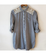 Anthropologie Lili&#39;s Closet Blue White Striped Tunic with Lace Back Deta... - $27.35 CAD
