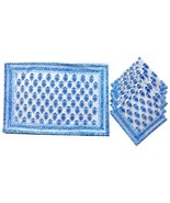 100% Cotton Hand Block Indian Style Theme Dining Table Mats and Napkins ... - $47.27 CAD