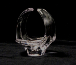 Crystal Art Glass Vannes de Chaitel French Art Glass Free Form Basket 6 Inches - £19.42 GBP