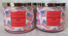 Bath &amp; Body Works 3-wick Scented Candle Lot Set Of 2 Firecracker Pop Red - £50.03 GBP