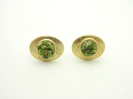 Swank Green Jade Chip Cluster Gold Tone Vintage Cufflinks - $19.59