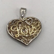 Argent Sterling .925 &amp; 10K Or Coeur Amour Pendentif - £68.76 GBP