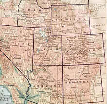 1916 Map Plateau States USA Montana Idaho Utah Arizona New Mexico Nevada... - €17,28 EUR