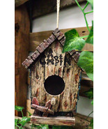 Rustic Western Cozy Faux Wooden Cabin Birdhouse Bird Feeder House Branch... - $57.54 CAD