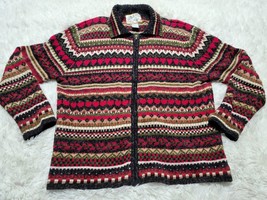 Heirloom Collectibles Cardigan Sweater Womens L Fair Isle Full Zip Geome... - £14.58 GBP