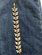 Vintage Wing Shape Enamel Flowers Linked Bracelet  6 3/4&quot; long - £29.59 GBP
