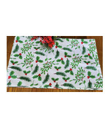 Christmas Fabric Placemats Holy Berry Rustic Red Two-Sided 12x18-Christm... - €8,37 EUR