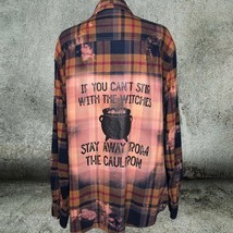 Distressed Flannel Shirt, Custom Witch Shirt, Halloween Button-Up Plus Size 3XL - £26.46 GBP