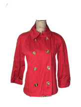 Lauren Ralph Lauren Women Size L Solid Double-Breasted 3/4 Sleeve Red Pea Coat - £39.54 GBP