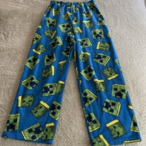 Minecraft Boys Blue Green Yellow Creeper Fleece Pajama Pants 12 - £9.56 GBP