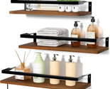 Bathroom Floating Shelves Wall Mounted Shelving with Removable Towel Bar... - $36.42
