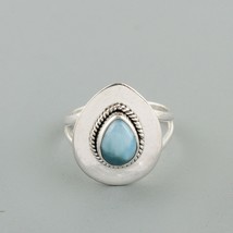 925 Plata de Ley Larimar Gema Hecho a Mano Anillo Mujeres Boda Ropa Regalo - £50.64 GBP