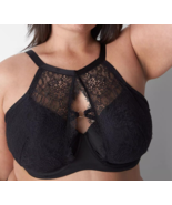 Lane Bryant CACIQUE Black High Neck Balconette Bra Size 40DD 42D 38DDD 4... - €46,48 EUR