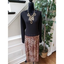 Susan Graver Sweater Dress Womens XL Multi Leopard Ribbed Long Sleeve Round Neck - $35.64