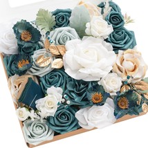 Artificial Flowers Teal Glam Winter Combo For Diy Wedding Centerpieces B... - $56.99