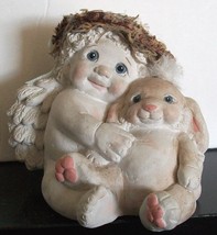 DREAMSICLES ~ Cherub Angel with Brown Bunny, Kristin, Cast Art 1994 ~ FI... - £17.98 GBP
