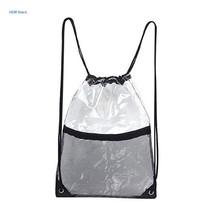 New Transparent Drawstring Backpack School Tote Gym Bag Sport Pack - £54.33 GBP