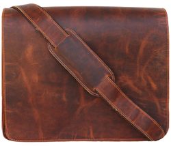 13&quot; leather messenger bag laptop case office briefcase gift for men comp... - £57.68 GBP