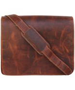 13&quot; leather messenger bag laptop case office briefcase gift for men comp... - $101.28 CAD