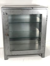Vintage Steel &amp; Glass Shelf Freestanding Medical Cabinet Dentist Storage... - £552.68 GBP