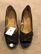 Merona Womens Brown Peep Toe Shoes low Heel Slip On Shoe Size 8.5 Marin NWT - £12.82 GBP