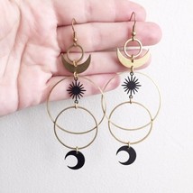 Halo Hoop Moon Sun Starburst Earrings Witch Jewelry Women Gift Delicate and Beau - £10.50 GBP