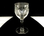 4 Ounce Footed Wine Glass, Simple Round Bowl w/Etched Abstract Floral Pa... - $7.79