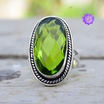 Natural Peridot Gemstone Cluster Multi-Color Ring Size  925 Silver - £9.77 GBP