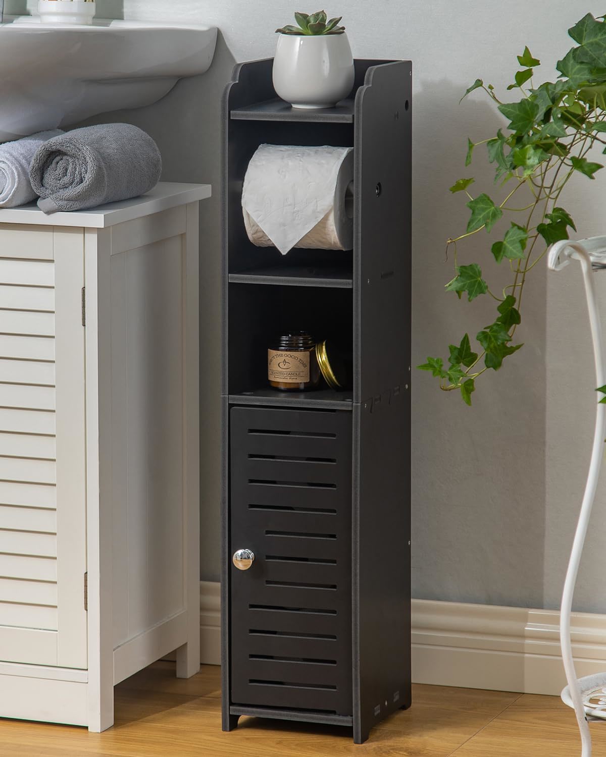 Aojezor Toilet Paper Holder Stand: Bathroom Storage Cabinet Beside Toile... - $37.95
