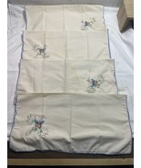 Set of 4 Vintage Embroidered Butterfly and Flower Cloth Napkins Blue Pin... - £7.32 GBP