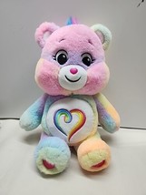 Care Bears 13&quot; Plush Togetherness Bear Rainbow Heart 2021 Stuffed Animal Soft - £7.78 GBP