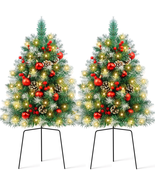 2PCS Small Outdoor Christmas Trees with LED Lights,30&quot; Artificial Xmas D... - $72.32 CAD