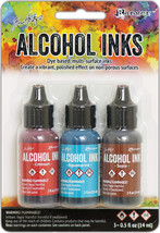 Tim Holtz Alcohol Ink .5oz 3/Pkg-Rodeo-Crimson/Aquamarine/Sepia - £15.37 GBP