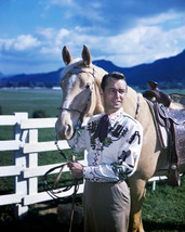 Alan Ladd Striking Pose With Horse in western outfit 16x20 Poster - $19.99