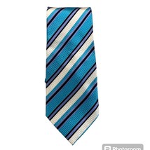 Stafford Mens Tie Blue White Diagonal Striped 100% Silk Traditional NeckTie - $11.99