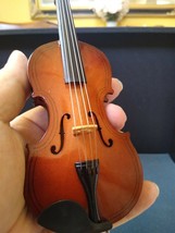 Miniature 17.8 cm replica violin with bow, protective cover, &amp; display stand ... - £23.66 GBP