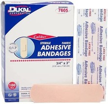 Dukal - 7605 Bandage, Fabric, Adhesive, Sterile, 3/4&quot; x 3&quot; 100/Box - £7.07 GBP