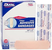 Dukal - 7605 Bandage, Fabric, Adhesive, Sterile, 3/4&quot; x 3&quot; 100/Box - £6.75 GBP