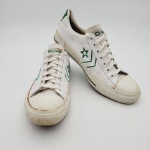 Vtg 70s Converse Pro All Star Leather Sneakers White Rare Size 9.5 Green - £111.96 GBP