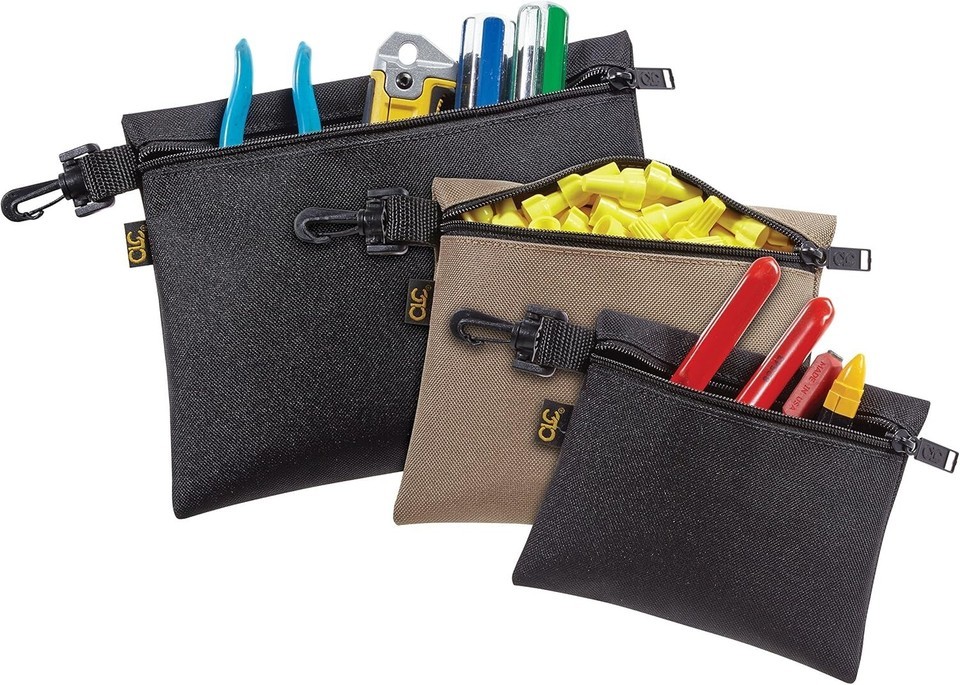 Multi-Purpose Clip-on Zippered Poly Bags, 3 Pack,  9" x 7", 7" x 6", and 6" x 5" Item image 3