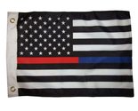 AES 12x18 12&quot;x18&quot; USA Thin Red Blue Line 100% Polyester Motorcycle Boat ... - $3.88